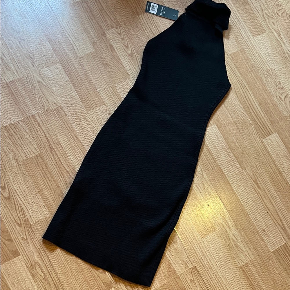 Elegant Black Sleeveless sweater Dress Alloy Brand size S